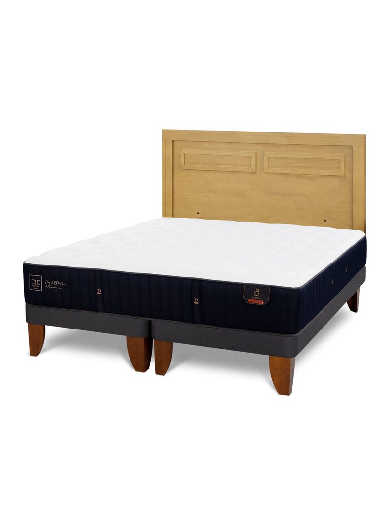 Cama Europea Premium King + Respaldo Milán Mostaza-0
