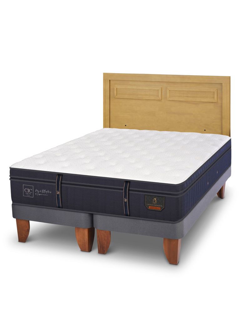 Cama Europea Grand Premium King + Respaldo Milán Mostaza-0