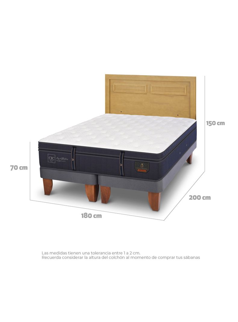 Cama Europea Grand Premium King + Respaldo Milán Mostaza-1