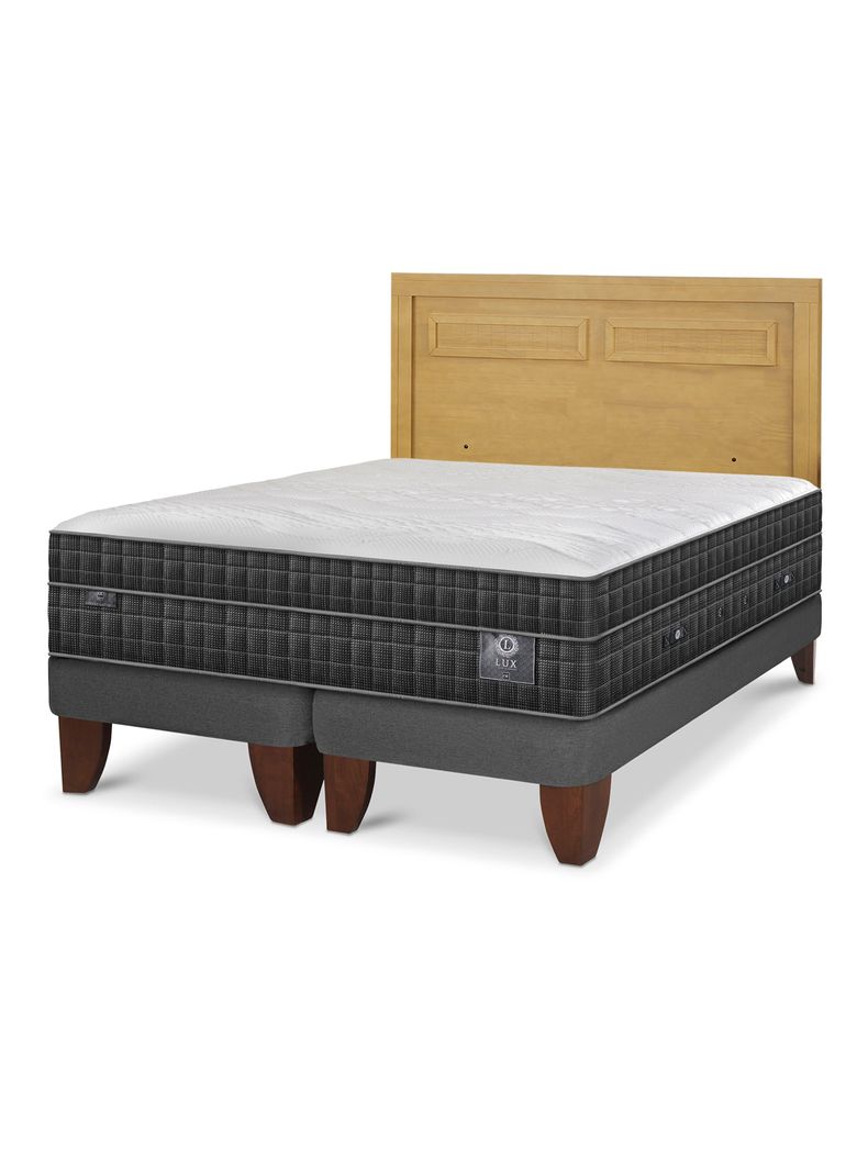 Cama Europea Lux 2 Plazas Base Dividida + Respaldo Milán Mostaza-0