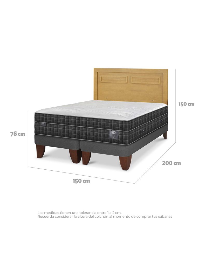 Cama Europea Lux 2 Plazas Base Dividida + Respaldo Milán Mostaza-1