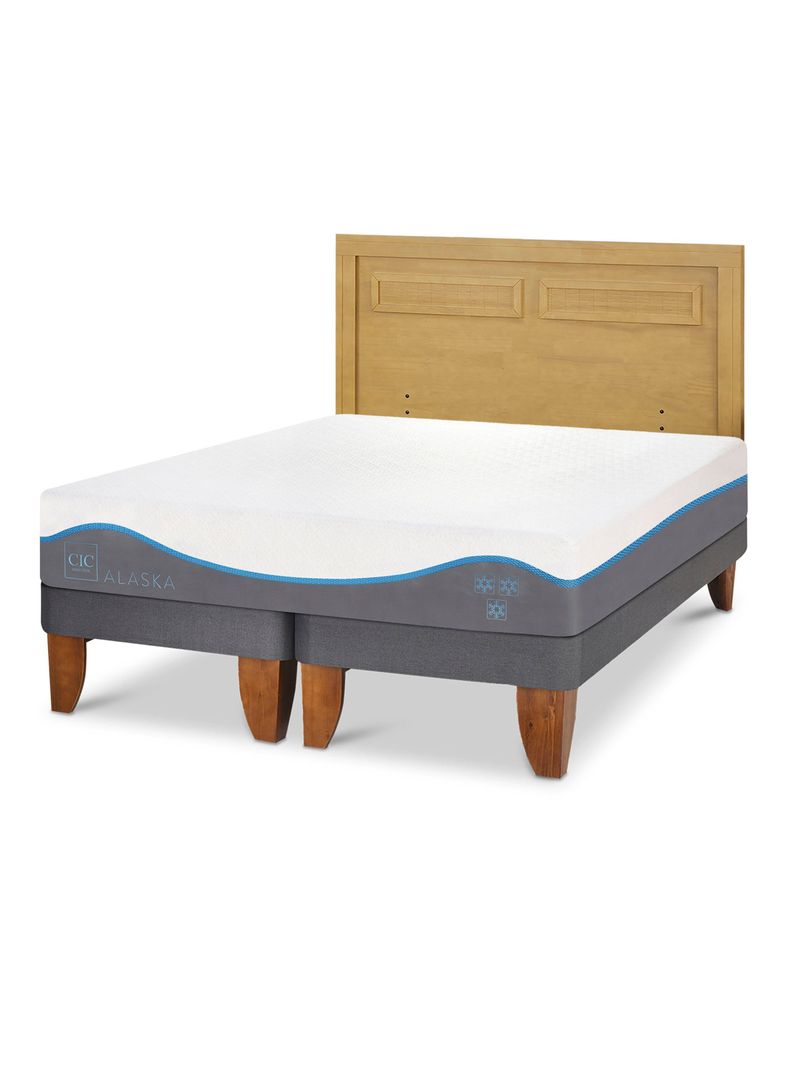 Cama Europea Alaska 2 Plazas Base Dividida + Respaldo Milán Mostaza-0