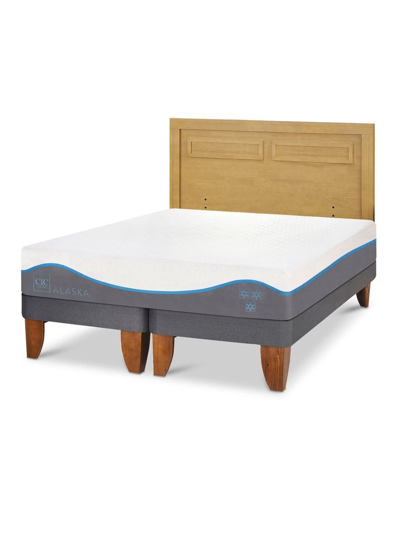 Cama Europea Alaska King + Respaldo Milán Mostaza-0