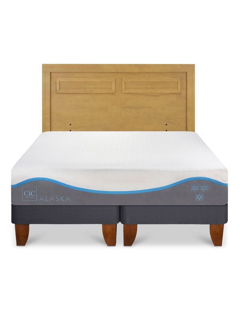 Cama Europea Alaska King + Respaldo Milán Mostaza-2