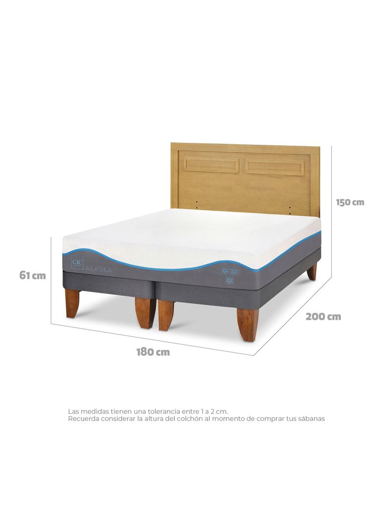 Cama Europea Alaska King + Respaldo Milán Mostaza-1