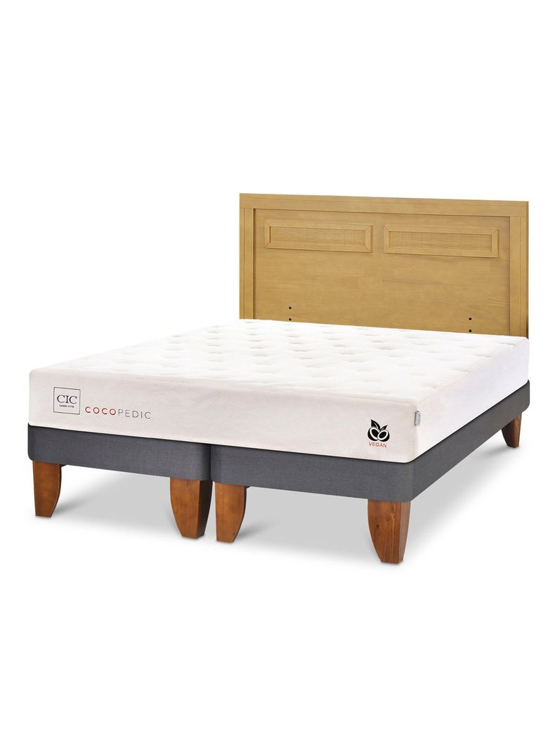 Cama Europea Cocopedic 2 Plazas Base Dividida + Respaldo Milán Mostaza-0
