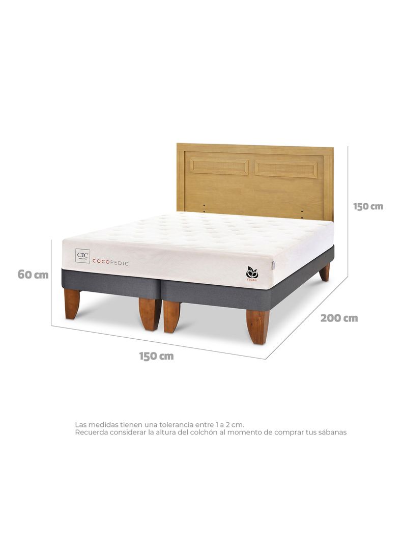 Cama Europea Cocopedic 2 Plazas Base Dividida + Respaldo Milán Mostaza-1