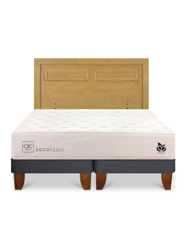 Cama Europea Cocopedic King + Respaldo Milán Mostaza-2