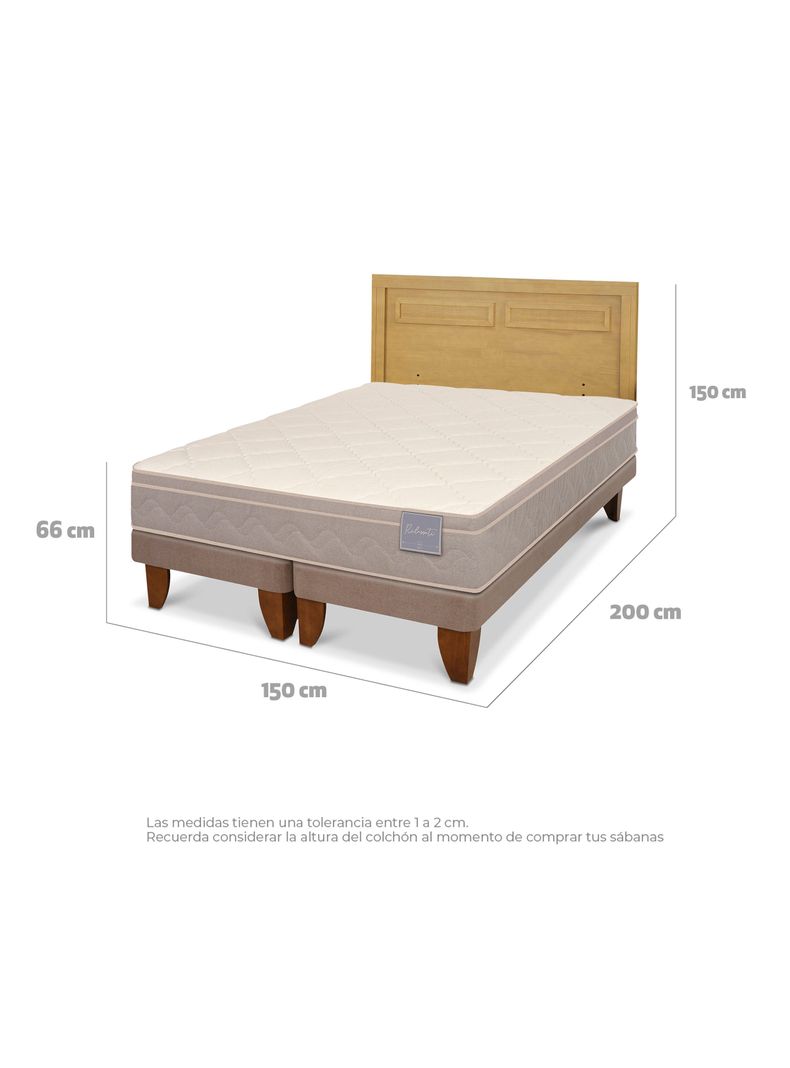 Cama Europea Rilassati 2 Plazas Base Dividida + Respaldo Milán Mostaza-1
