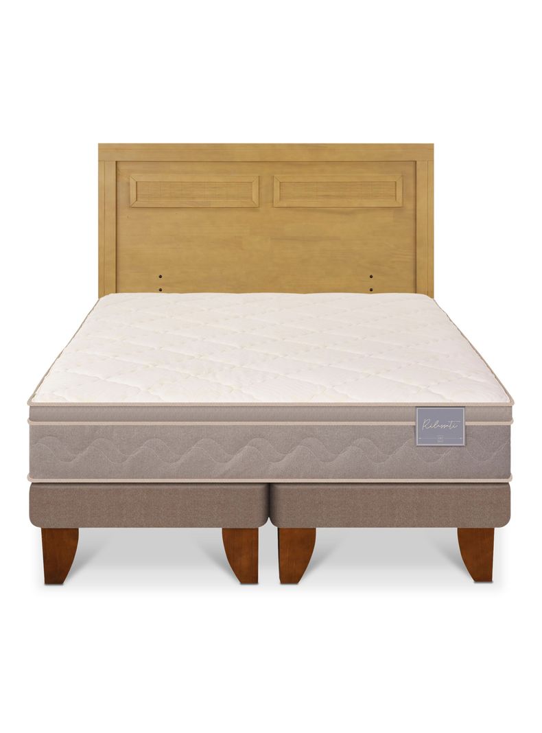 Cama Europea Rilassati 2 Plazas Base Dividida + Respaldo Milán Mostaza-2