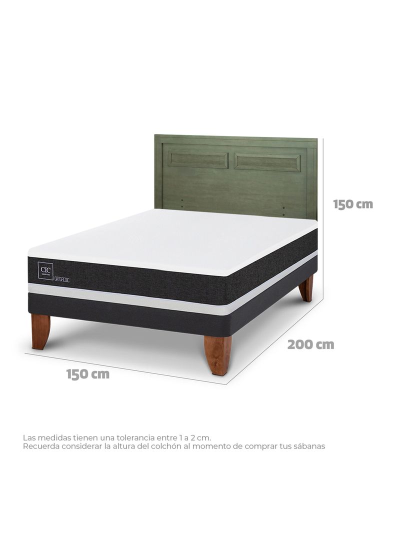 Cama Europea Ortopedic 2 Plazas + Respaldo Milán Olivo-1
