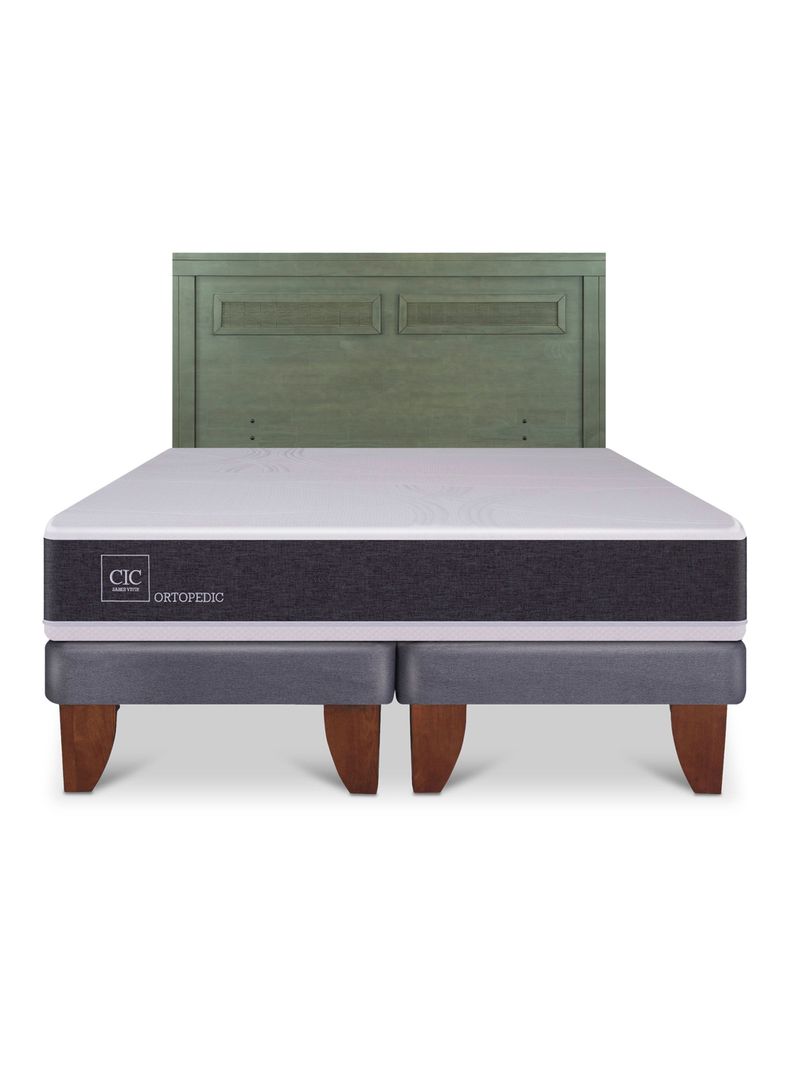 Cama Europea Ortopedic King + Respaldo Milán Olivo-2