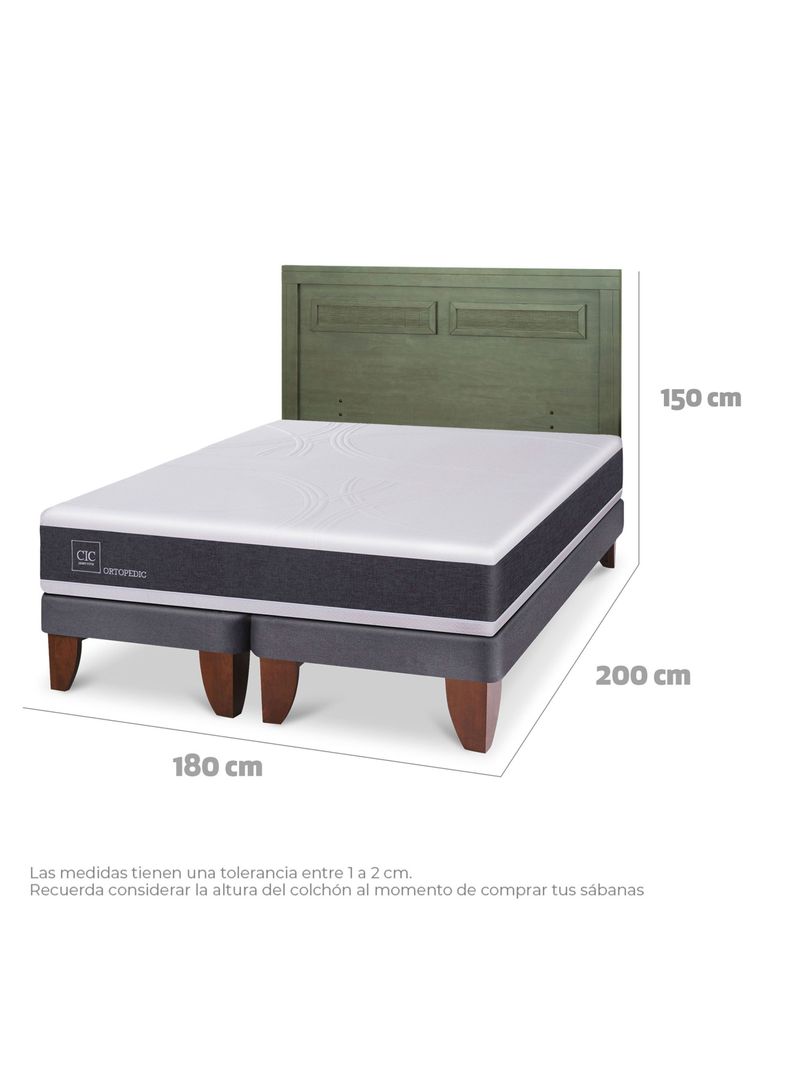 Cama Europea Ortopedic King + Respaldo Milán Olivo-1