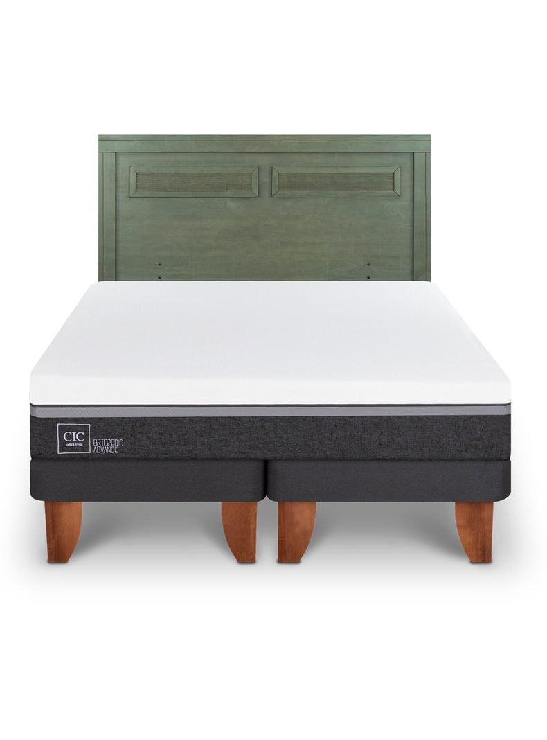 Cama Europea Ortopedic Advance 2 Plazas Base Dividida + Respaldo Milán Olivo-2