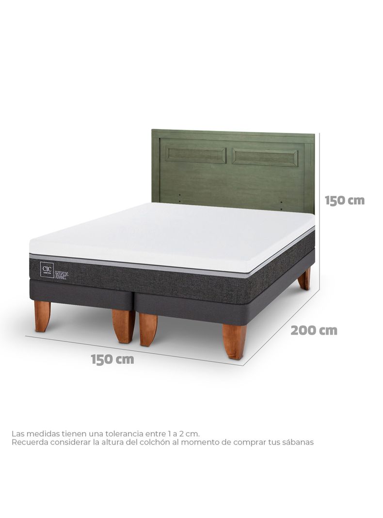 Cama Europea Ortopedic Advance 2 Plazas Base Dividida + Respaldo Milán Olivo-1