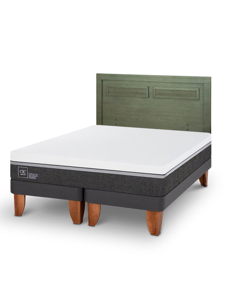 Cama Europea Ortopedic Advance King + Respaldo Milán Olivo-0
