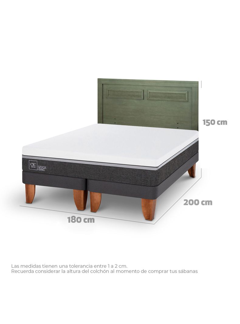 Cama Europea Ortopedic Advance King + Respaldo Milán Olivo-1