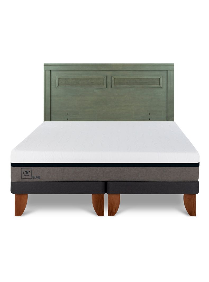 Cama Europea Balance 2 Plazas Base Dividida + Respaldo Milán Olivo-2