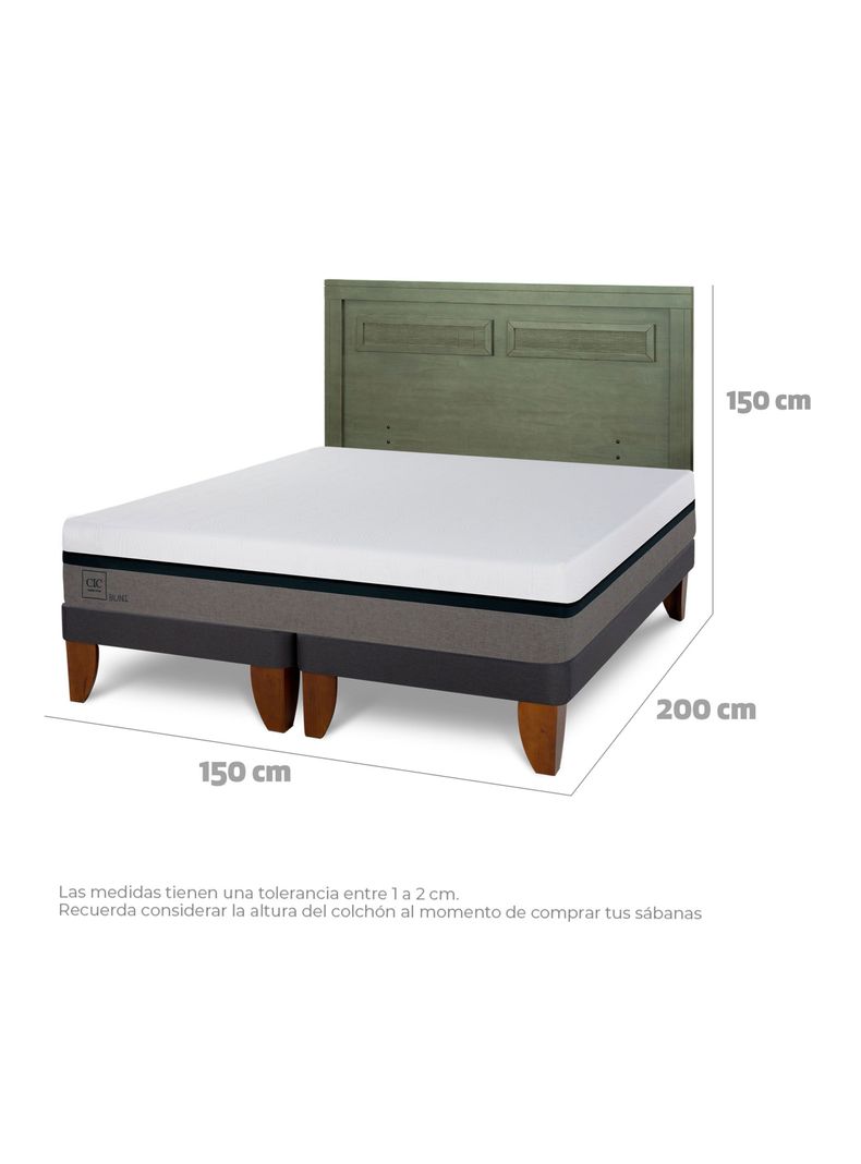 Cama Europea Balance 2 Plazas Base Dividida + Respaldo Milán Olivo-1