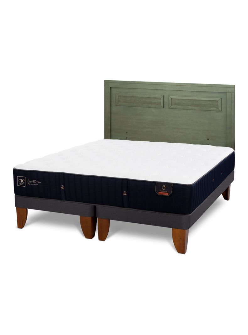 Cama Europea Premium 2 Plazas Base Dividida + Respaldo Milán Olivo-0