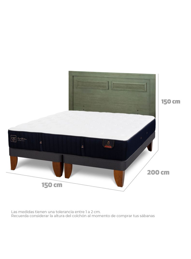 Cama Europea Premium 2 Plazas Base Dividida + Respaldo Milán Olivo-1