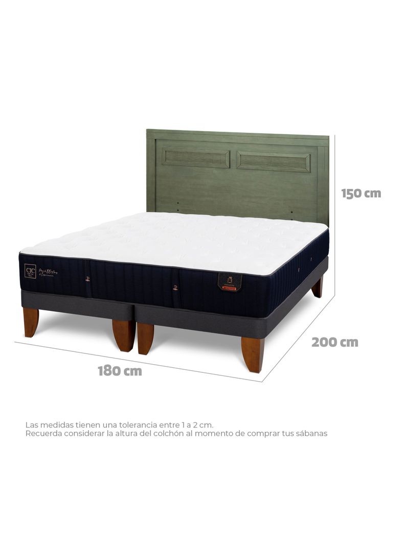 Cama Europea Premium King + Respaldo Milán Olivo-1