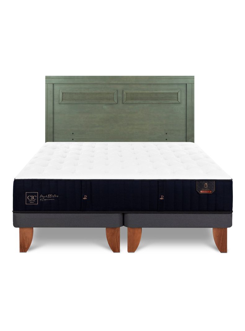 Cama Europea Premium King + Respaldo Milán Olivo-2