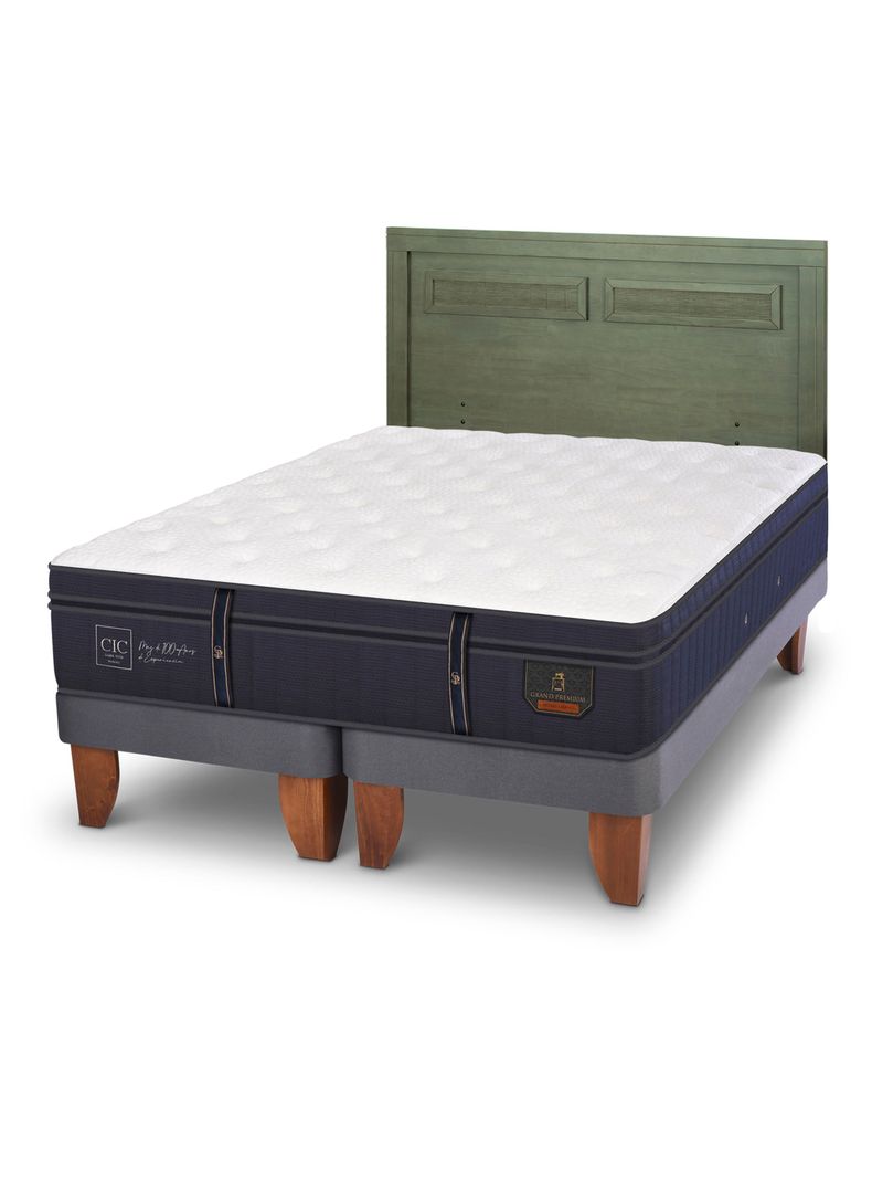 Cama Europea Grand Premium King + Respaldo Milán Olivo-0