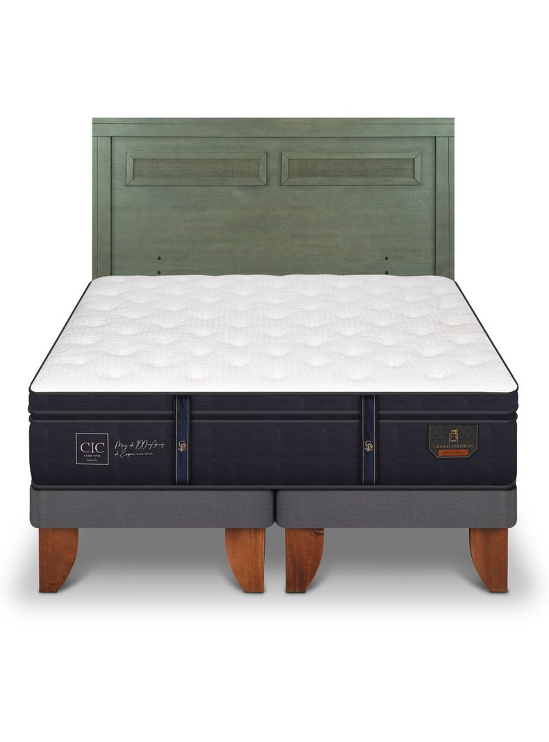 Cama Europea Grand Premium King + Respaldo Milán Olivo-2