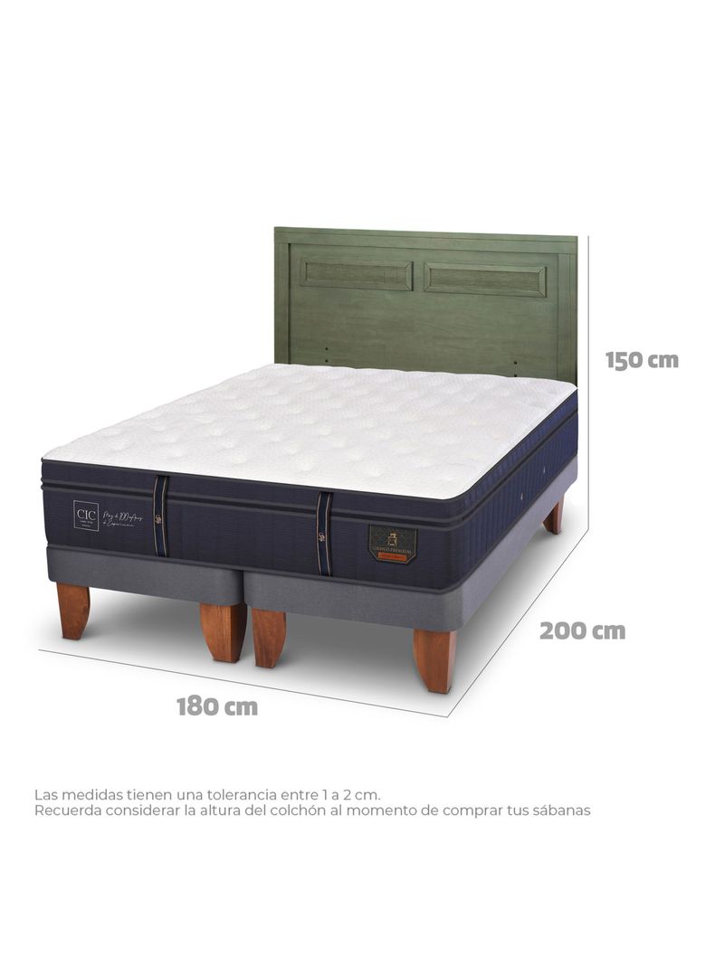 Cama Europea Grand Premium King + Respaldo Milán Olivo-1