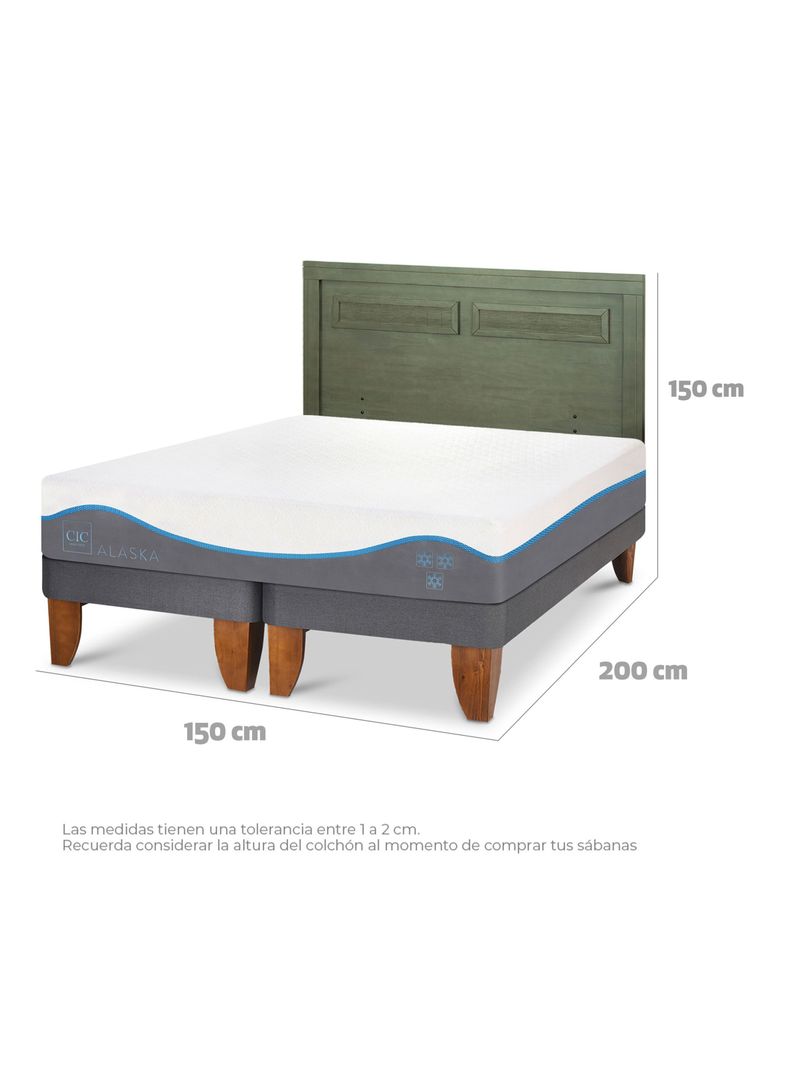 Cama Europea Alaska 2 Plazas Base Dividida + Respaldo Milán Olivo-1