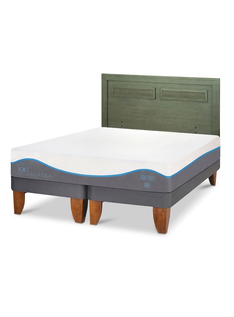 Cama Europea Alaska King + Respaldo Milan Olivo
