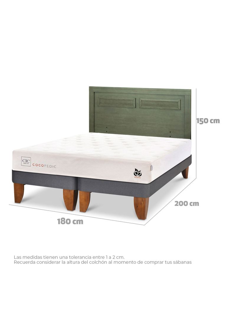 Cama Europea Cocopedic King + Respaldo Milán Olivo-1