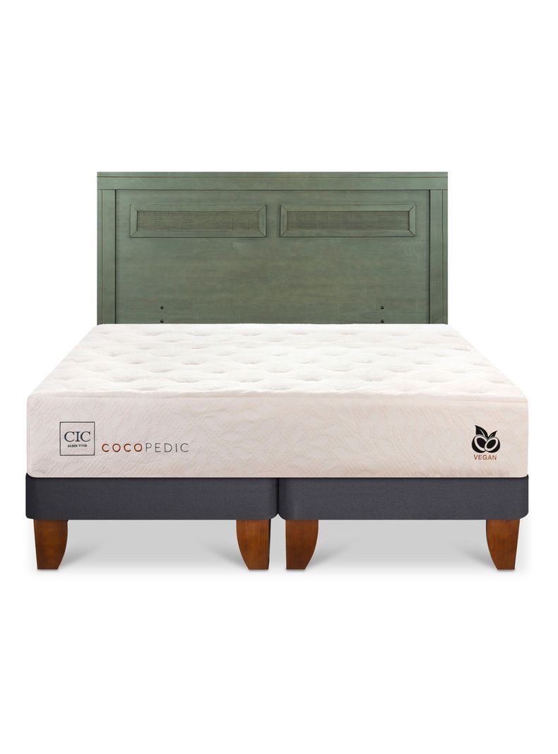 Cama Europea Cocopedic King + Respaldo Milán Olivo-2