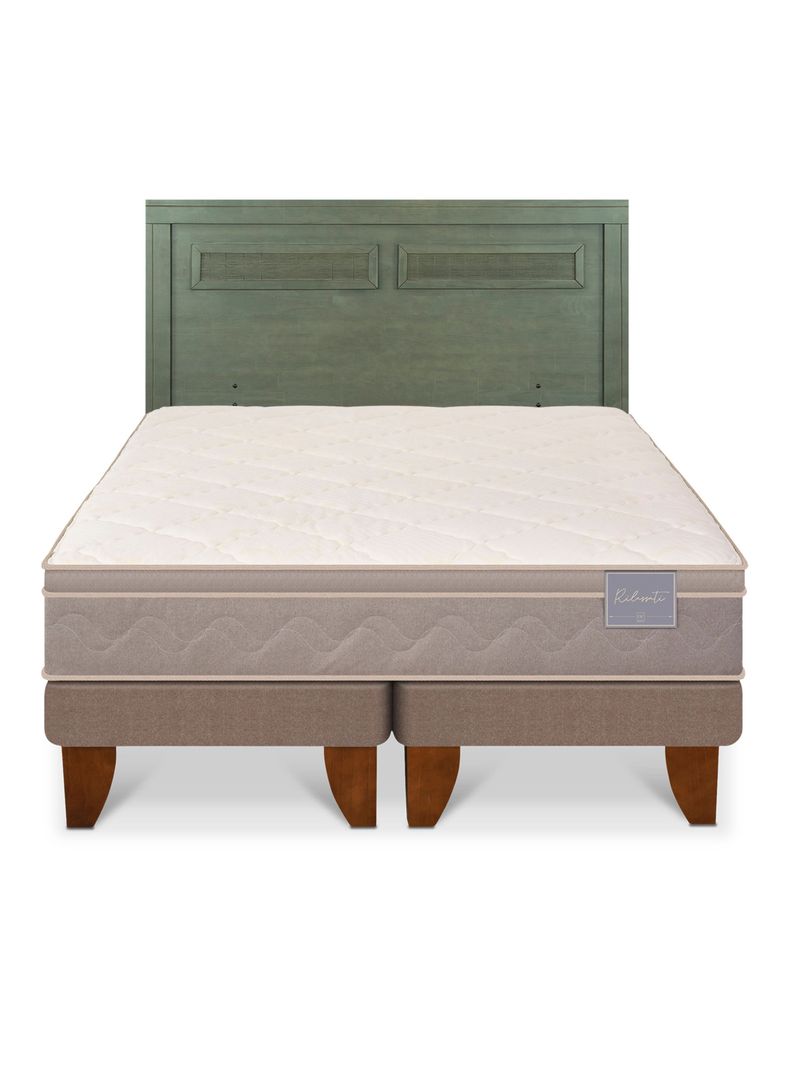 Cama Europea Rilassati 2 Plazas Base Dividida + Respaldo Milán Olivo-2