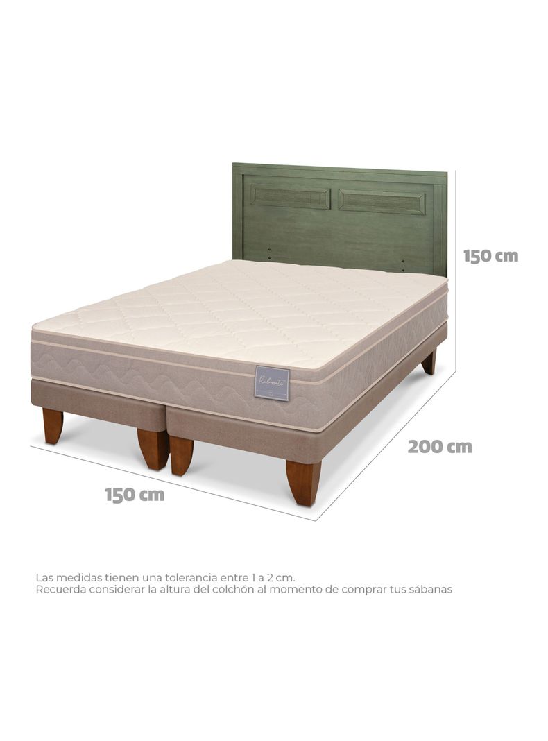Cama Europea Rilassati 2 Plazas Base Dividida + Respaldo Milán Olivo-1