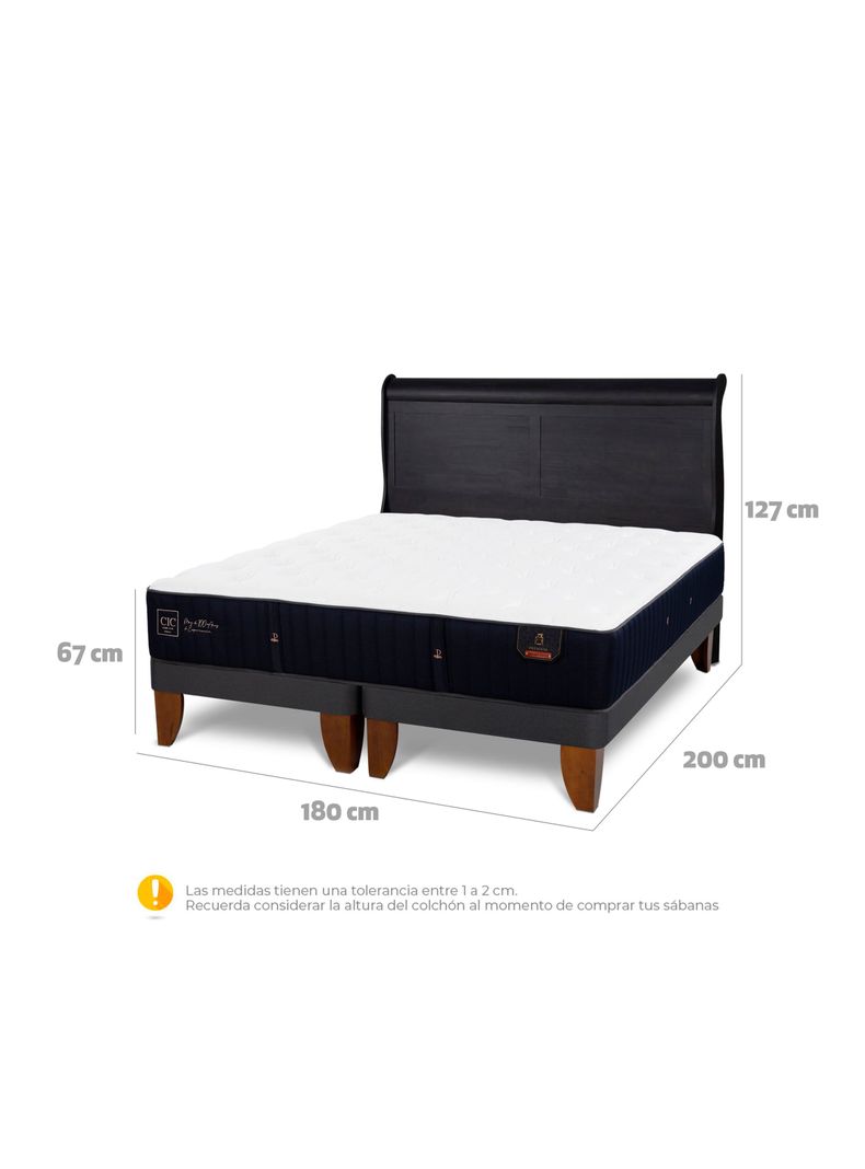 Cama Europea Premium King + Respaldo Miro Negro-1