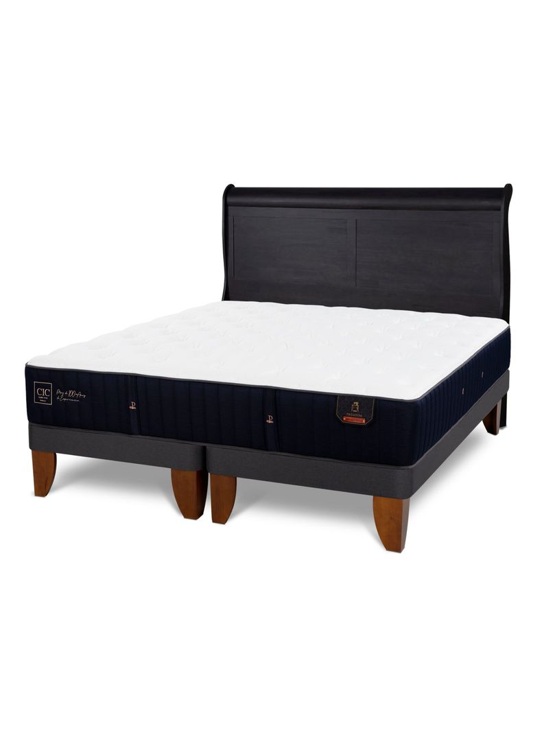 Cama Europea Premium King + Respaldo Miro Negro-0