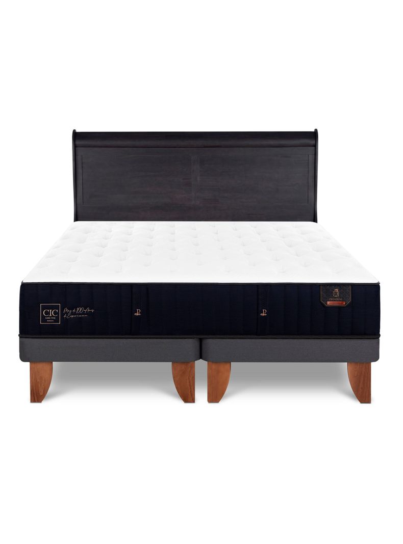 Cama Europea Premium King + Respaldo Miro Negro-2