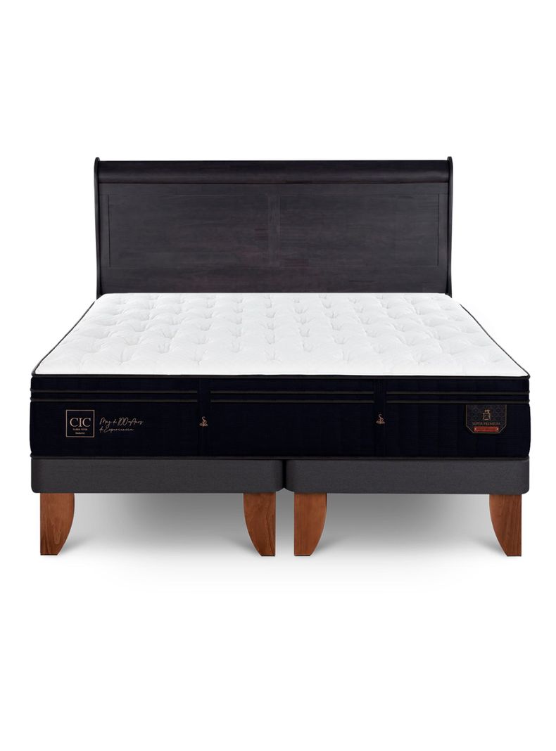 Cama Europea Super Premium King + Respaldo Miro Negro-2