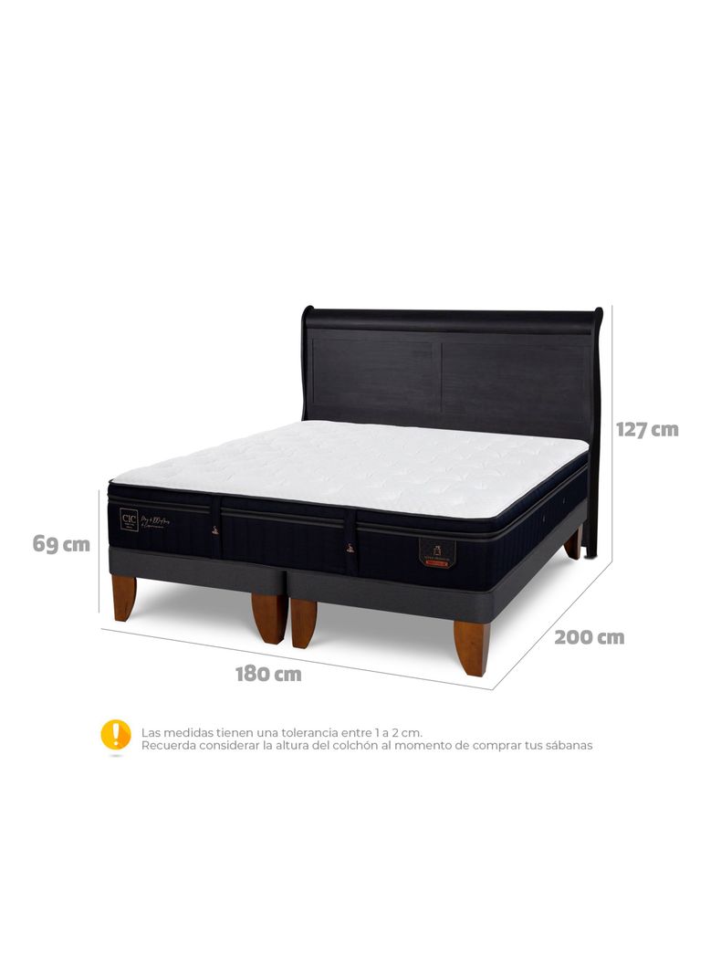 Cama Europea Super Premium King + Respaldo Miro Negro-1
