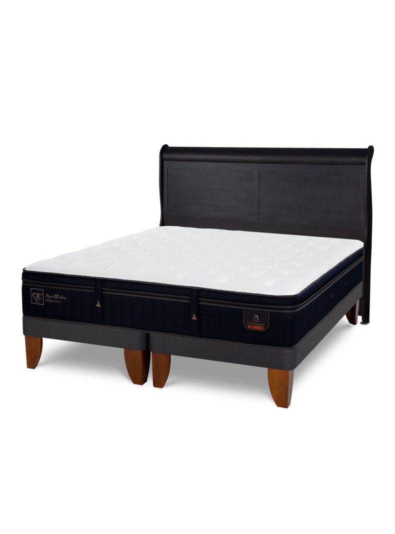 Cama Europea Super Premium King + Respaldo Miro Negro-0