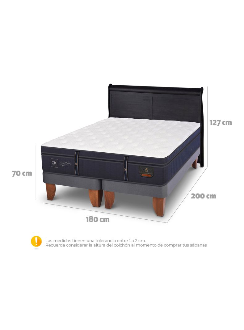 Cama Europea Grand Premium King + Respaldo Miro Negro-1