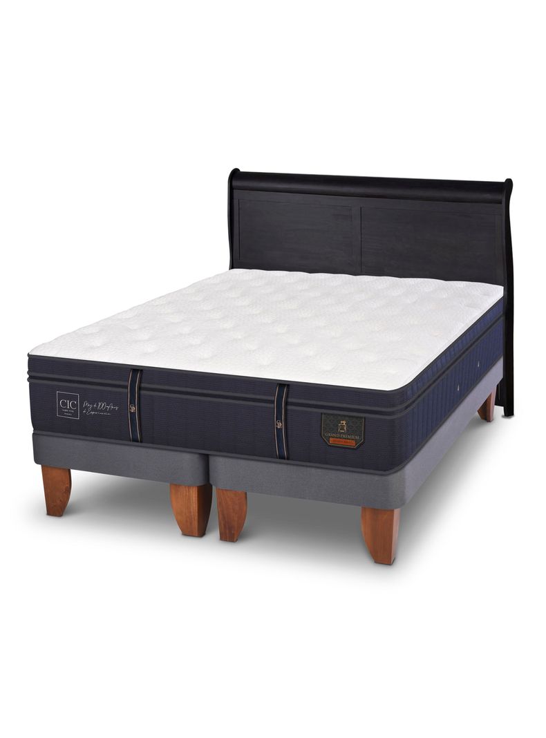Cama Europea Grand Premium King + Respaldo Miro Negro-0