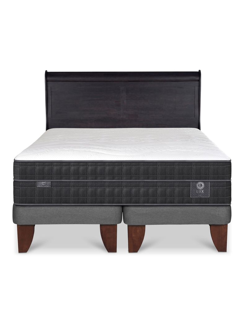 Cama Europea Lux 2 Plazas Base Dividida + Respaldo Miro Negro-2