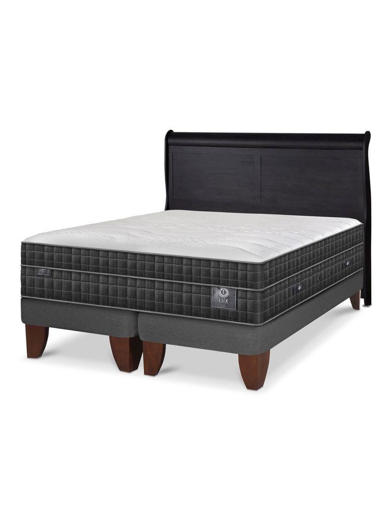 Cama Europea Lux 2 Plazas Base Dividida + Respaldo Miro Negro-0