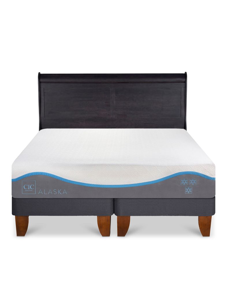 Cama Europea Alaska 2 Plazas Base Dividida + Respaldo Miro Negro-2