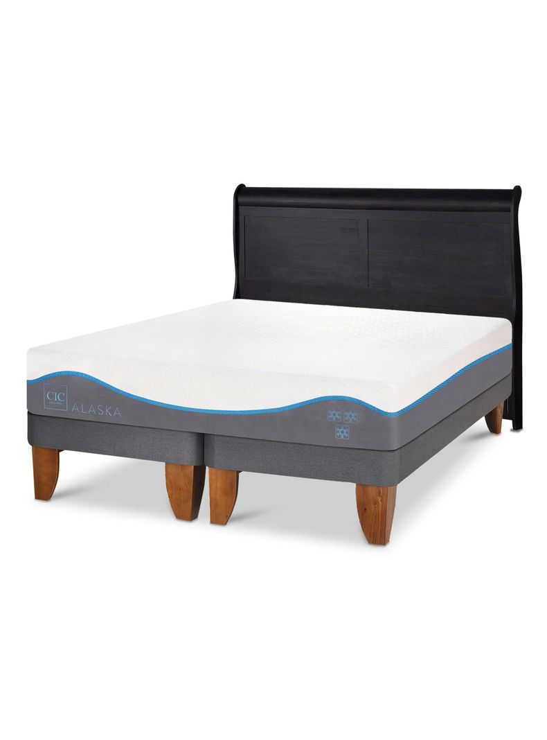 Cama Europea Alaska 2 Plazas Base Dividida + Respaldo Miro Negro-0