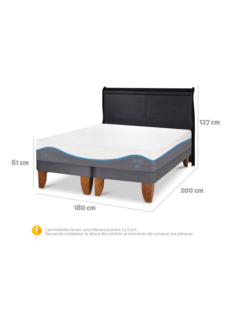 Cama Europea Alaska King + Respaldo Miro Negro-1