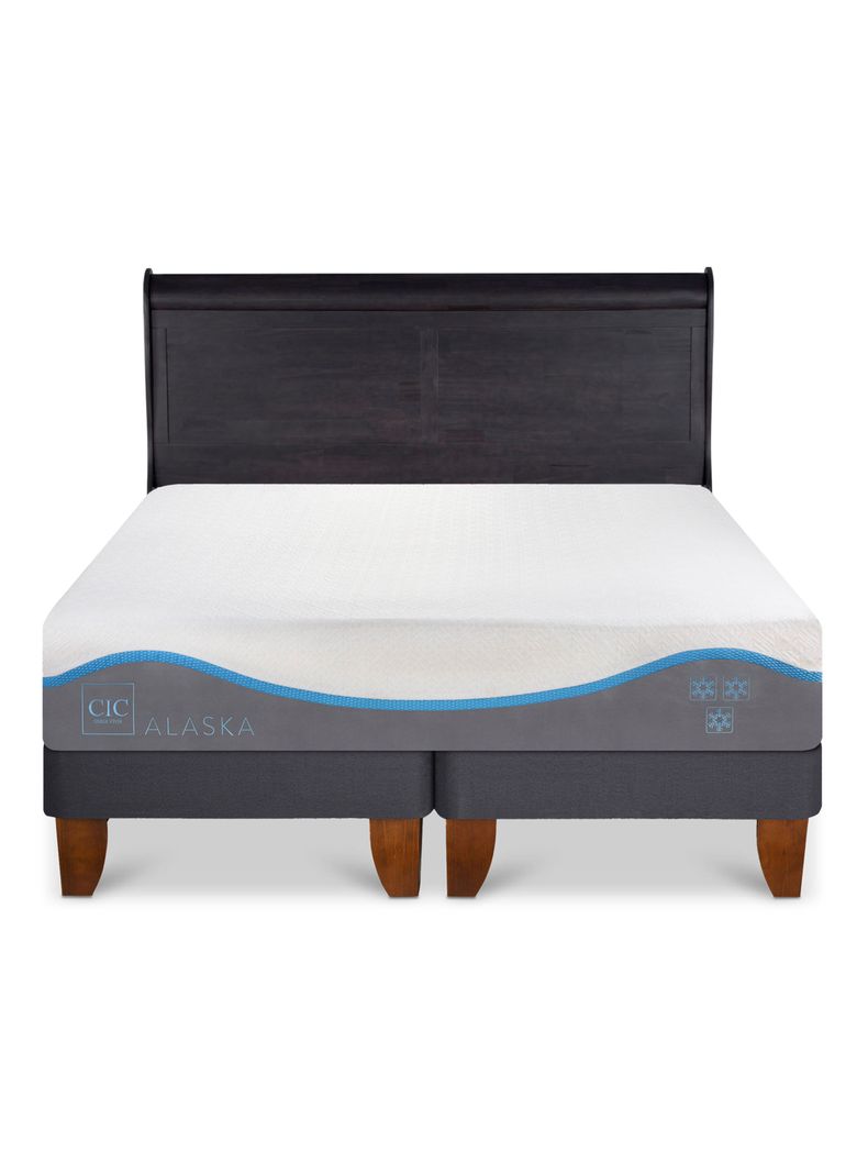 Cama Europea Alaska King + Respaldo Miro Negro-2